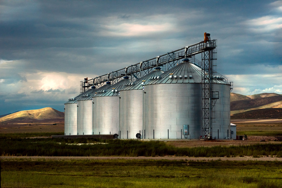 Five Silos on the Plains of the Texas Panhandle